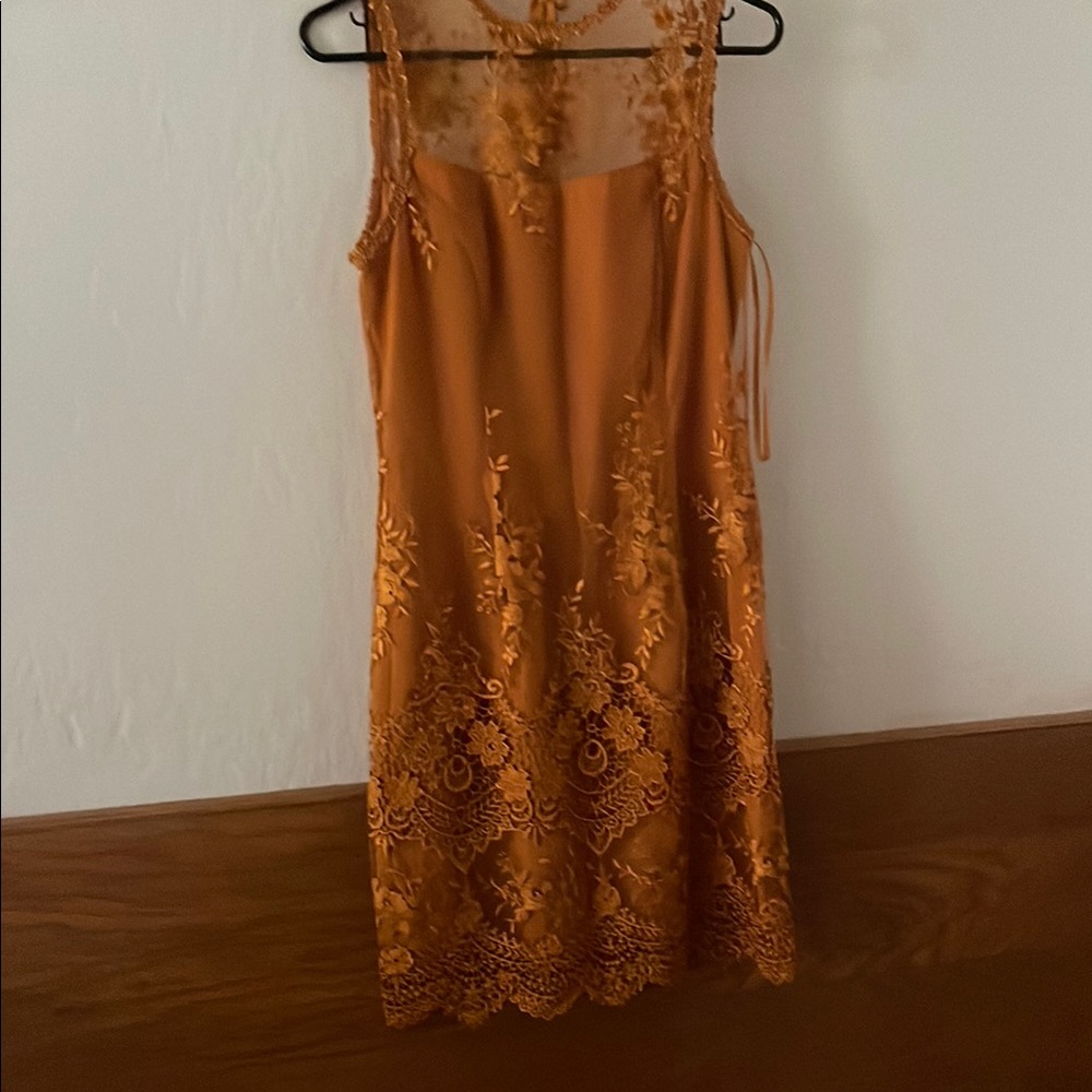 Elegant Orange Lace Dress